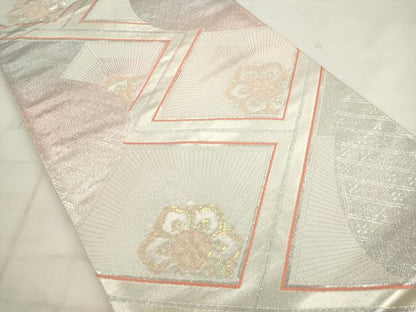 平和屋着物◎六通柄袋帯　唐織　花菱文　金銀糸　正絹　逸品　AABK2387pf