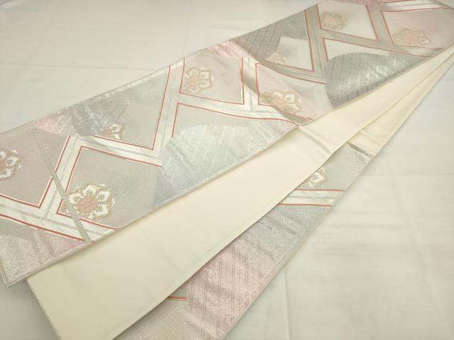 平和屋着物◎六通柄袋帯　唐織　花菱文　金銀糸　正絹　逸品　AABK2387pf