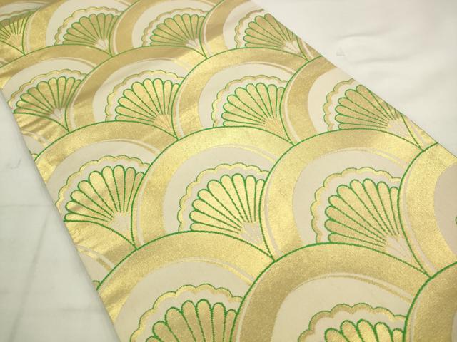 平和屋着物◎丸帯　青海波　金糸　正絹　逸品　AABK2388pf