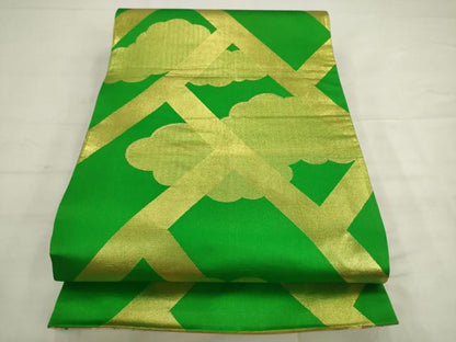 平和屋着物◎丸帯　青海波　金糸　正絹　逸品　AABK2388pf