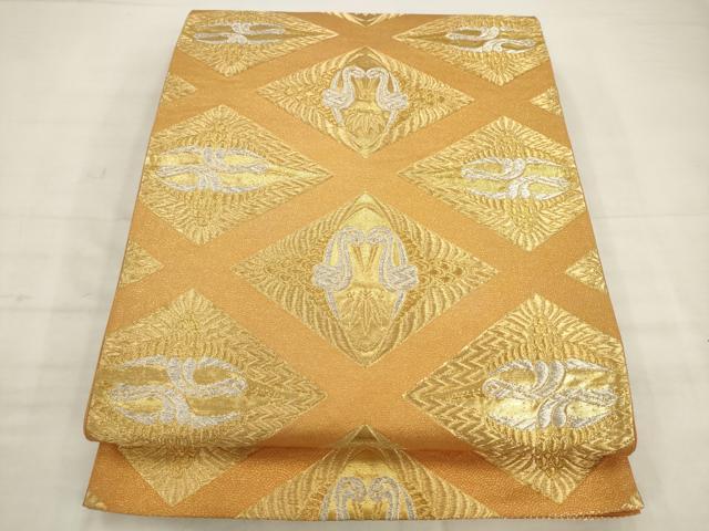 平和屋着物◎六通柄袋帯　双鳥文　金銀糸　正絹　逸品　AABK2391pf
