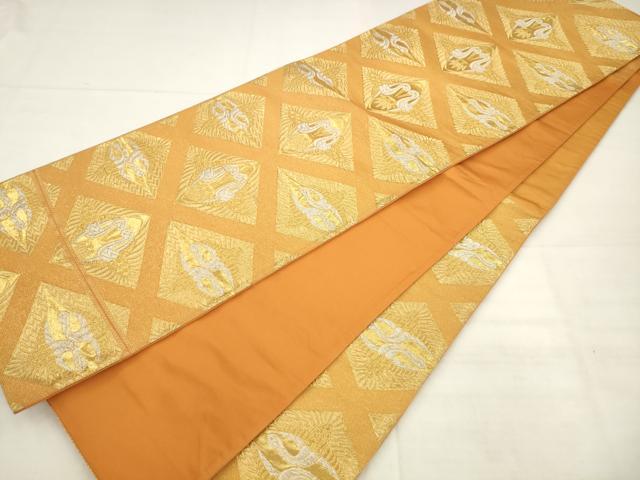 平和屋着物◎六通柄袋帯　双鳥文　金銀糸　正絹　逸品　AABK2391pf