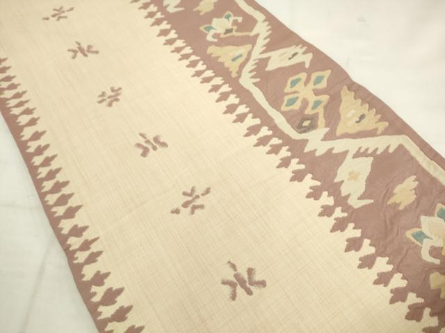 平和屋着物◎六通柄袋帯　作家物　ふくれ織　幾何学文様　正絹　逸品　AABK2411pf