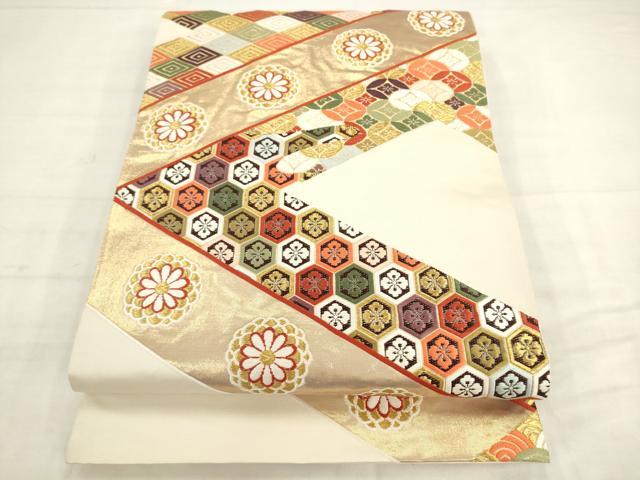 平和屋着物◎六通柄袋帯　唐織　錦繍　吉祥花文　金糸　正絹　逸品　AABK2413pf