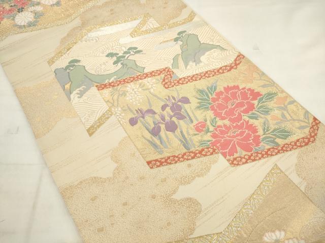 平和屋着物◎六通柄袋帯　唐織　琳派屏風絵文　金銀糸　正絹　逸品　AABK2415pf
