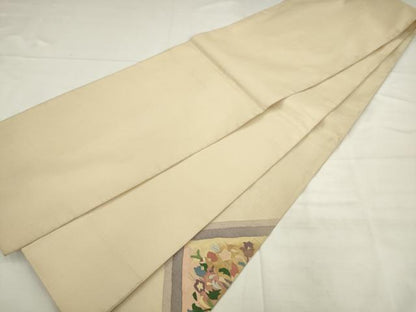 平和屋着物◎太鼓柄袋帯　花菱文　すくい織　金糸　正絹　逸品　AABK2416pf