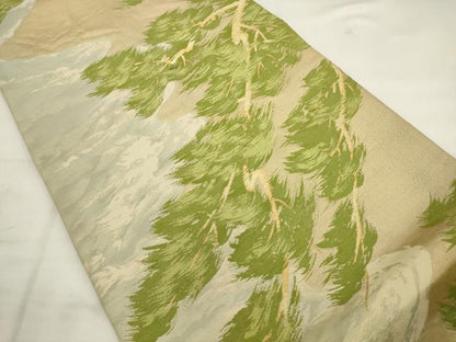 平和屋着物◎六通柄袋帯　唐織　流水風景松文　金糸　正絹　逸品　AABK2419pf