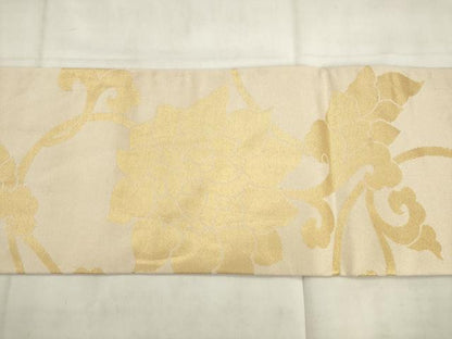 平和屋着物◎九寸名古屋帯　更紗花文　金糸　正絹　逸品　AABK2429pf