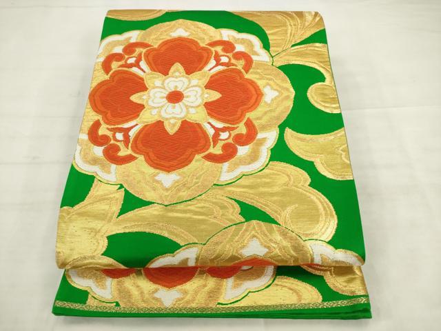 平和屋着物◎六通柄袋帯　唐織　飾花文　金糸　正絹　逸品　AABK2432pf