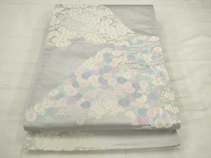 平和屋着物◎六通柄袋帯　唐織　重山花文　正絹　逸品　AABK2434pf
