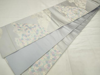 平和屋着物◎六通柄袋帯　唐織　重山花文　正絹　逸品　AABK2434pf