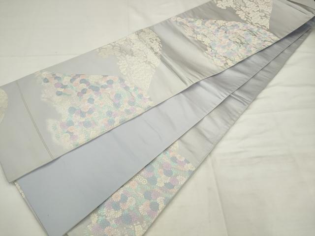 平和屋着物◎六通柄袋帯　唐織　重山花文　正絹　逸品　AABK2434pf