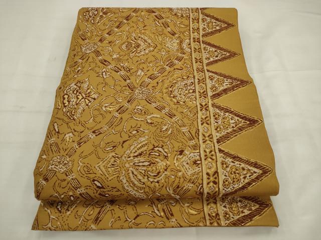 平和屋着物◎全通柄袋帯　更紗花間道　金糸　正絹　逸品　AABK2437pf
