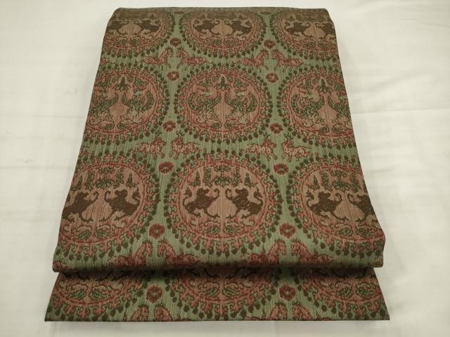 平和屋着物◎九寸開き名古屋帯　鳥獣丸文　正絹　逸品　AABK2440pf