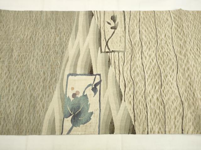 平和屋着物◎太鼓柄袋帯　すくい織　葡萄蔦草文　正絹　逸品　AABK2442pf