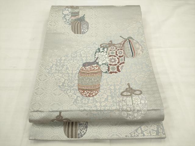 平和屋着物◎六通柄袋帯　唐織　仕覆文　正絹　逸品　AABK2443pf
