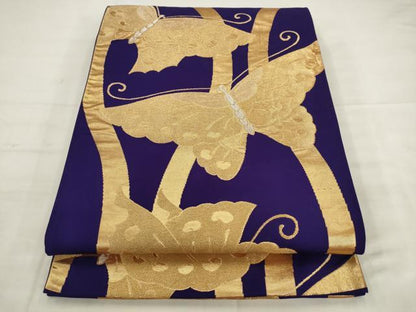 平和屋着物◎六通柄袋帯　舞蝶文　金銀糸　正絹　逸品　AABK2445pf