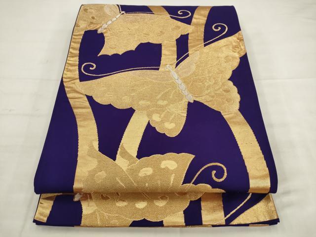平和屋着物◎六通柄袋帯　舞蝶文　金銀糸　正絹　逸品　AABK2445pf