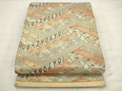 平和屋着物◎六通柄袋帯　吉祥文様　金糸　正絹　逸品　AABK2446pf