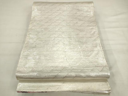 平和屋着物◎両面　六通柄袋帯　唐織　飛鶴文　銀糸　正絹　逸品　AABK2458pf
