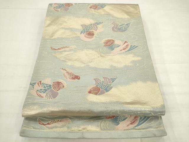 平和屋着物◎六通柄袋帯　唐織　流水鴛鴦文　金糸　正絹　逸品　AABK2464pf