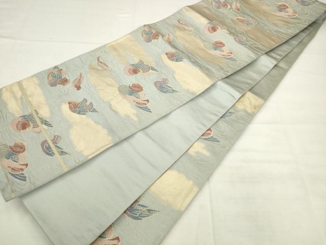 平和屋着物◎六通柄袋帯　唐織　流水鴛鴦文　金糸　正絹　逸品　AABK2464pf