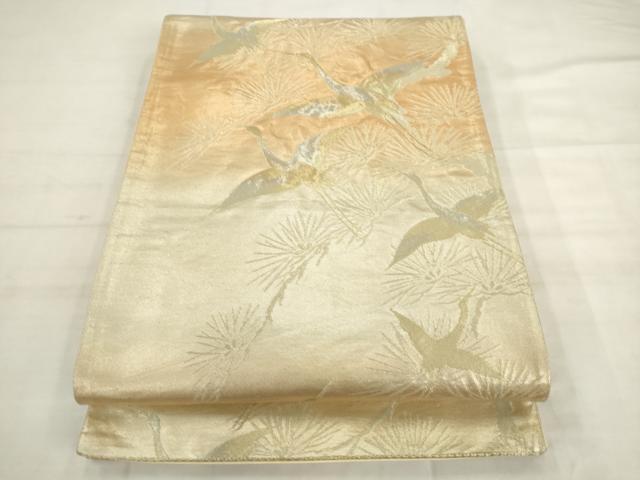 平和屋着物◎西陣　六通柄袋帯　飛鶴松文　金銀糸　正絹　逸品　AABK2466pf