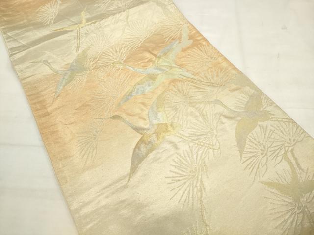平和屋着物◎西陣　六通柄袋帯　飛鶴松文　金銀糸　正絹　逸品　AABK2466pf