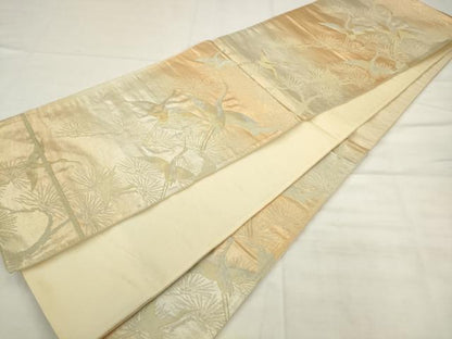 平和屋着物◎西陣　六通柄袋帯　飛鶴松文　金銀糸　正絹　逸品　AABK2466pf