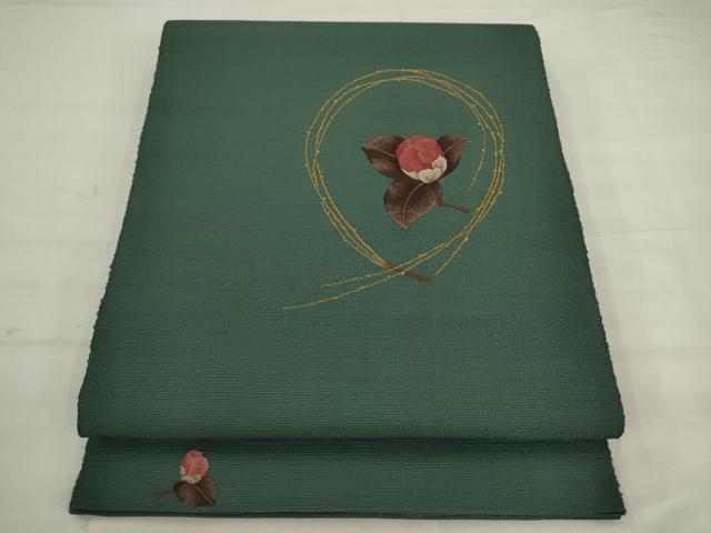平和屋着物◎八寸名古屋帯　枝花文　金糸　鈴乃屋扱い　正絹　逸品　AABK2469pf