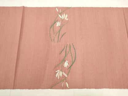 平和屋着物◎八寸名古屋帯　すくい織　草花文　正絹　逸品　AABK2470pf