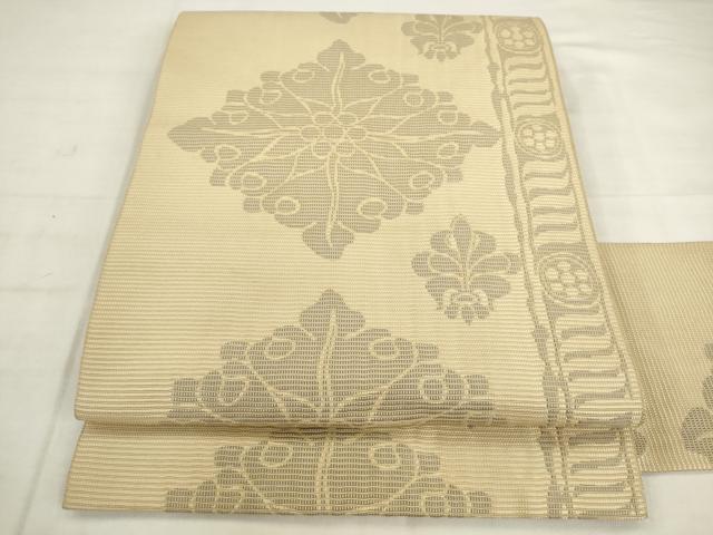 平和屋着物◎八寸名古屋帯　花菱文　正絹　逸品　AABK2472pf