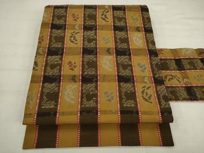 平和屋着物◎九寸名古屋帯　幾何学間道　正絹　逸品　AABK2476pf