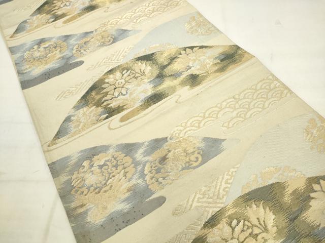 平和屋着物◎六通柄　京袋帯　重山花文　金銀糸　正絹　逸品　AABK2478pf