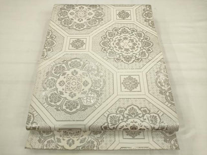 平和屋着物◎六通柄　本袋帯　蜀江花文　プラチナ箔　正絹　逸品　AABK2481pf