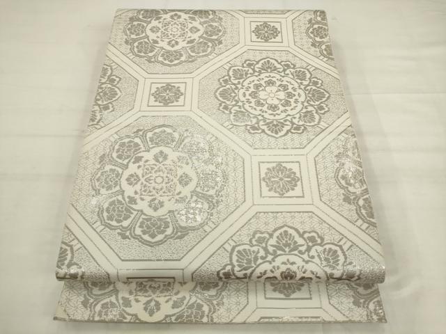 平和屋着物◎六通柄　本袋帯　蜀江花文　プラチナ箔　正絹　逸品　AABK2481pf