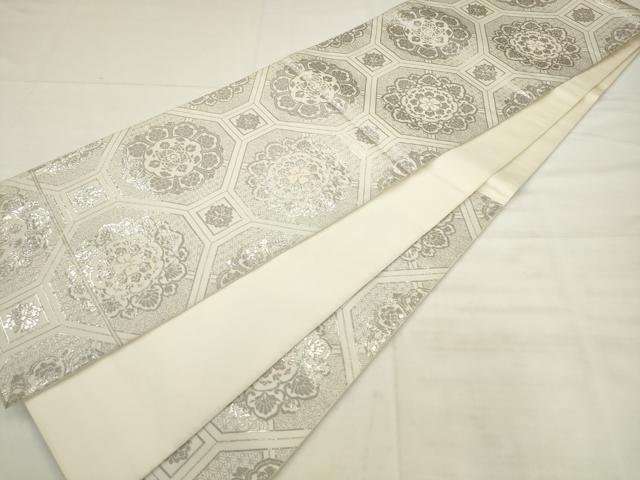 平和屋着物◎六通柄　本袋帯　蜀江花文　プラチナ箔　正絹　逸品　AABK2481pf