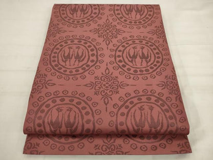 平和屋着物◎六通柄　京本袋帯　花鳥丸文　正絹　逸品　AABK2497pf