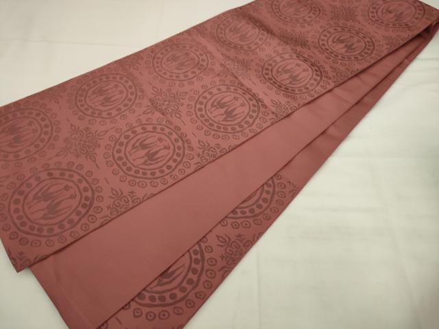平和屋着物◎六通柄　京本袋帯　花鳥丸文　正絹　逸品　AABK2497pf