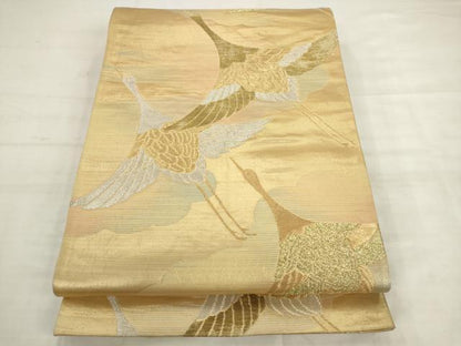 平和屋着物◎六通柄京袋帯　飛鶴文　金銀糸　正絹　逸品　AABK2501pf