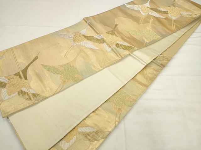 平和屋着物◎六通柄京袋帯　飛鶴文　金銀糸　正絹　逸品　AABK2501pf