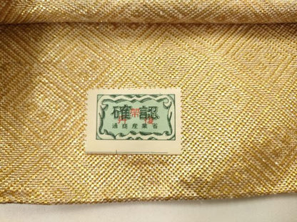 平和屋着物◎佐賀錦　六通柄袋帯　更紗花文　金糸　正絹　逸品　AABK2503pf