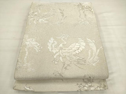 平和屋着物◎六通柄袋帯　鳳凰　銀糸　正絹　逸品　AABK2506pf