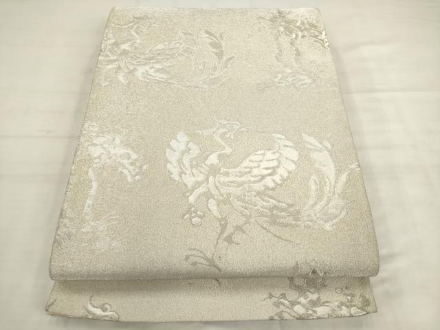 平和屋着物◎六通柄袋帯　鳳凰　銀糸　正絹　逸品　AABK2506pf