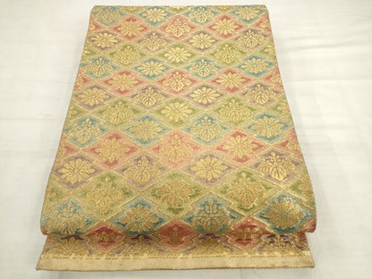 平和屋着物◎佐賀錦　六通柄袋帯　松皮菱花文　金糸　正絹　逸品　AABK2510pf