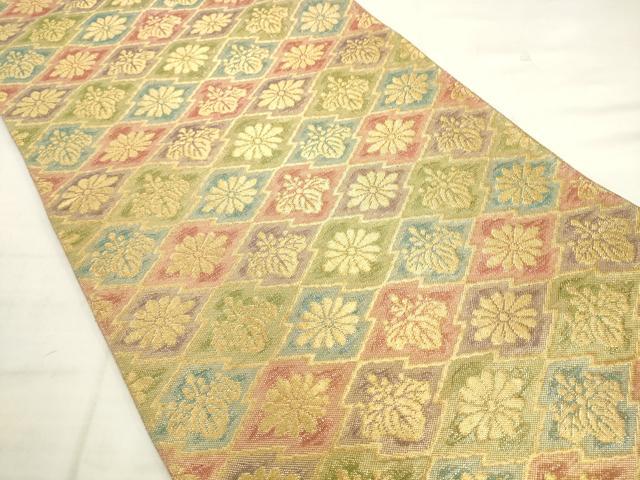 平和屋着物◎佐賀錦　六通柄袋帯　松皮菱花文　金糸　正絹　逸品　AABK2510pf