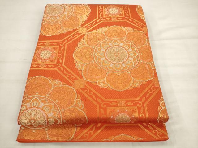 平和屋着物◎六通柄　本袋帯　蜀江華紋　金糸　正絹　逸品　AABK2512pf