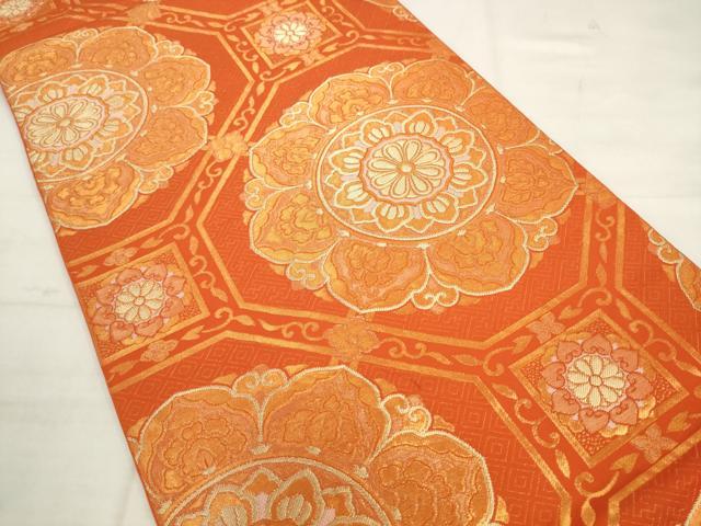 平和屋着物◎六通柄　本袋帯　蜀江華紋　金糸　正絹　逸品　AABK2512pf