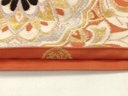 平和屋着物◎六通柄袋帯　飾花文　金銀糸　正絹　逸品　AABK2513pf
