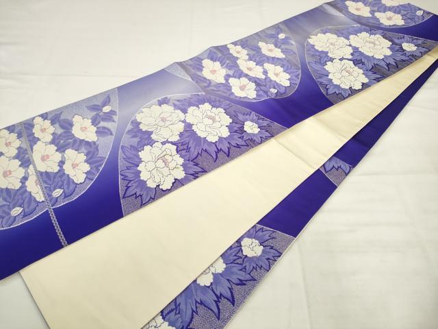 平和屋着物◎六通柄袋帯　唐織　草花文　銀糸　正絹　逸品　AABK2514pf